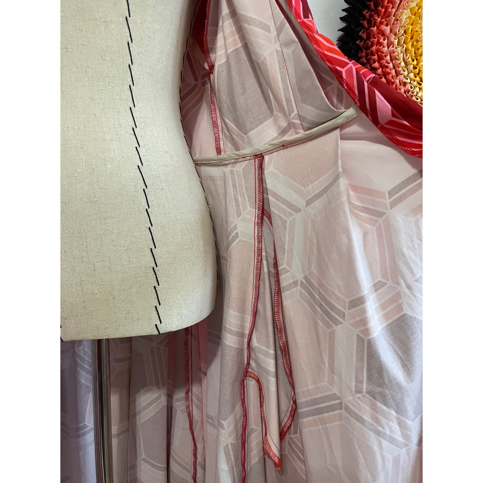 Nwt Lesley Evers Grace 50s Style Fit Flare Handmade Dress Honeycomb Red — image 8 of 8